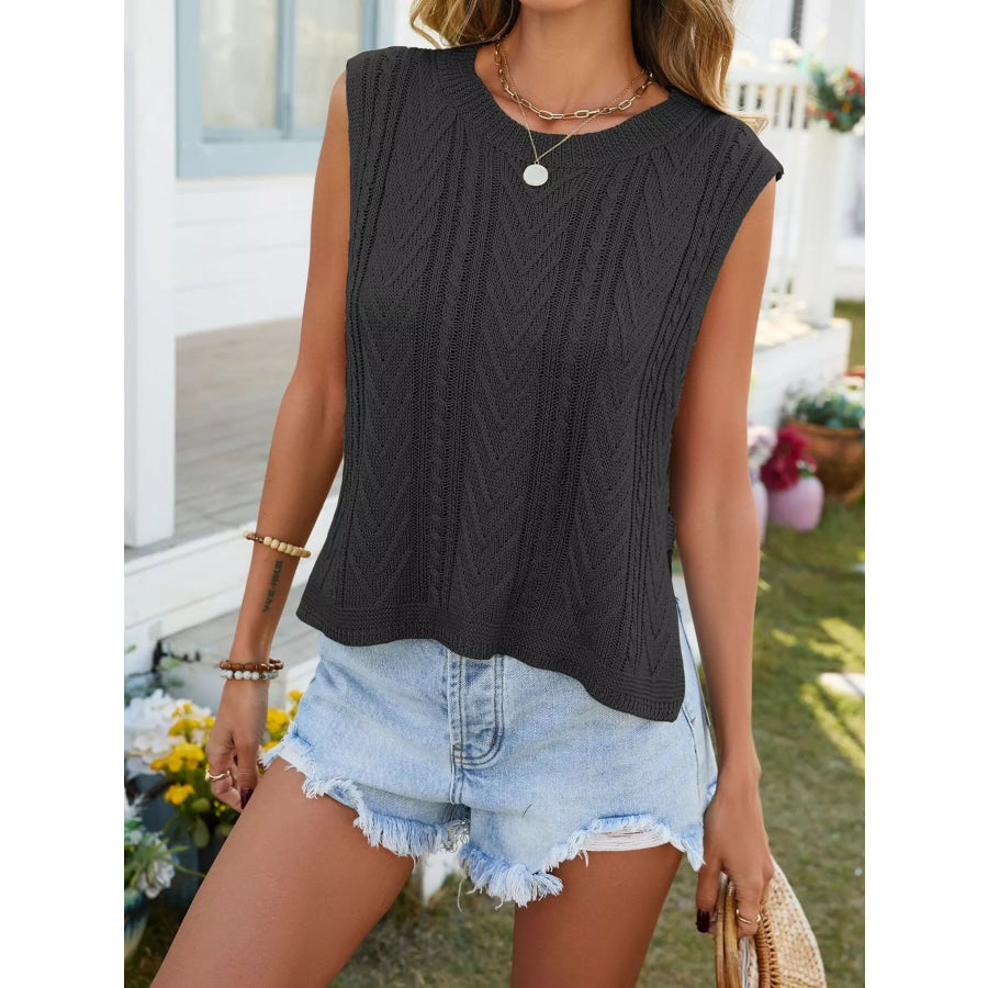 Chevron Knit Sweater Vest Black / S Apparel and Accessories