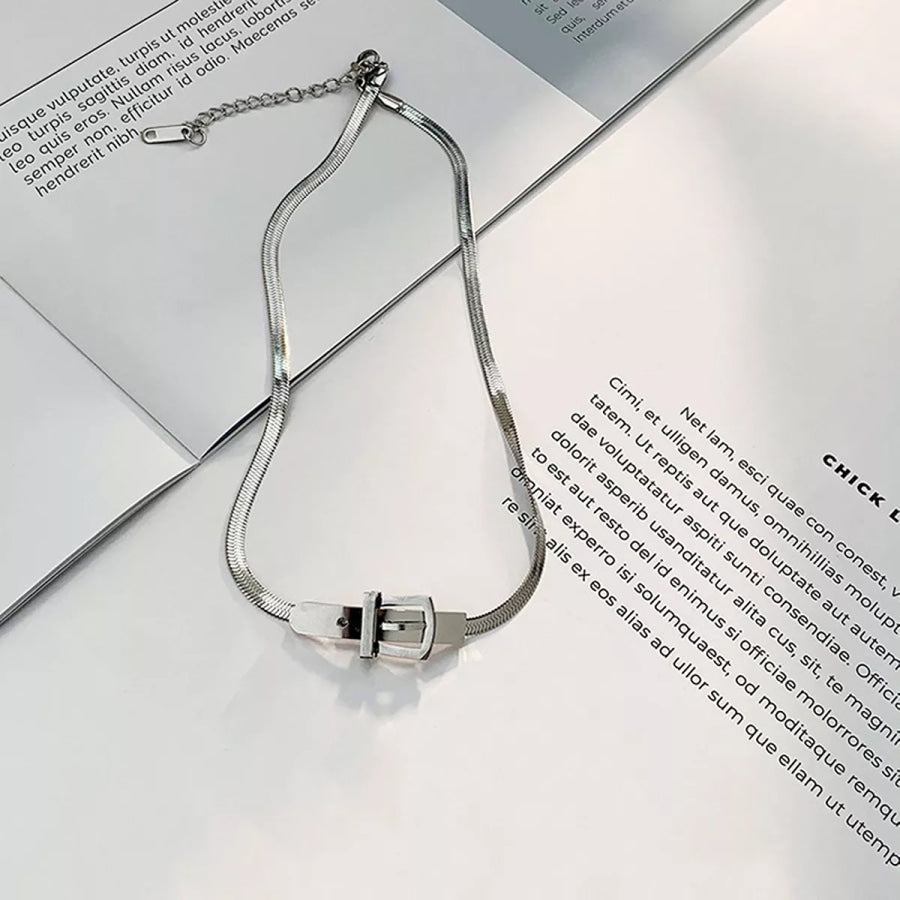 Chic Buckle Choker Necklace Silver / onesize Apparel and Accessories
