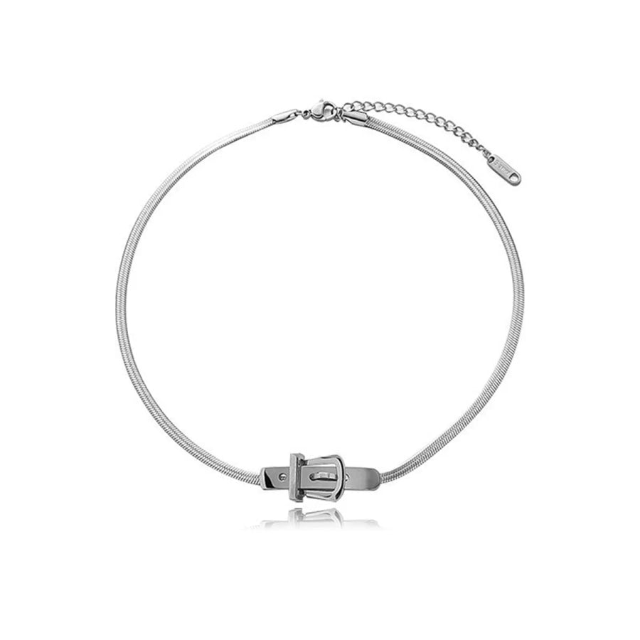 Chic Buckle Choker Necklace Silver / onesize Apparel and Accessories