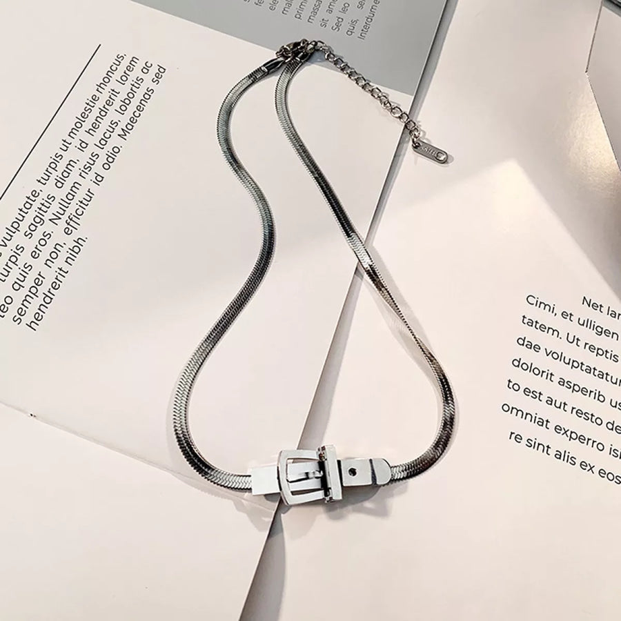 Chic Buckle Choker Necklace Silver / onesize Apparel and Accessories