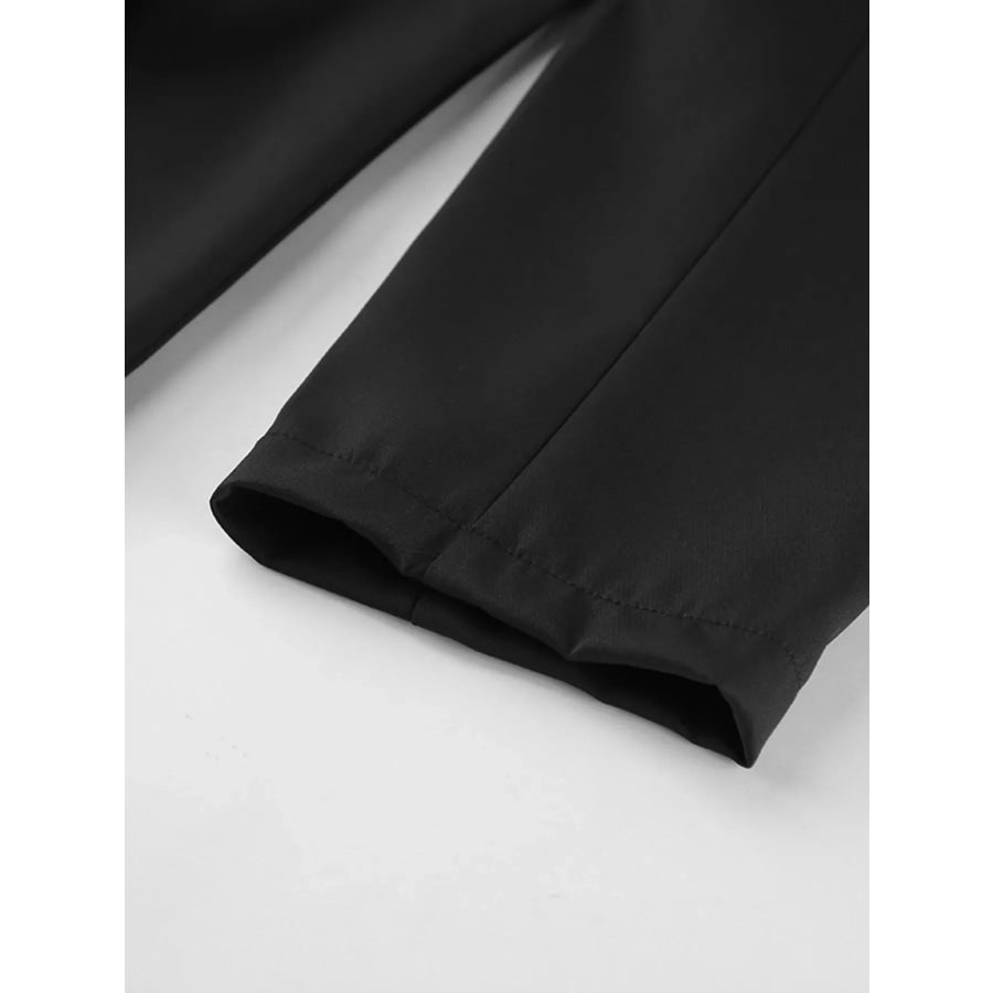 Chic Button Down Pleated Blazer and Wide-Leg Pants Suit Set Apparel and Accessories