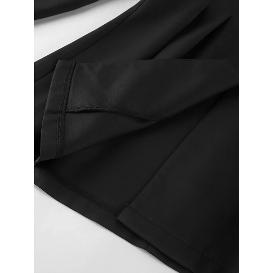 Chic Button Down Pleated Blazer and Wide-Leg Pants Suit Set Apparel and Accessories
