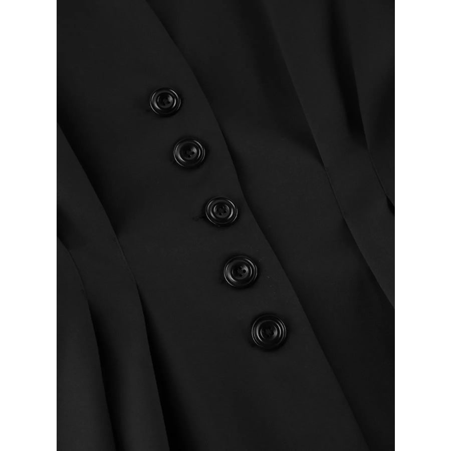 Chic Button Down Pleated Blazer and Wide-Leg Pants Suit Set Apparel and Accessories