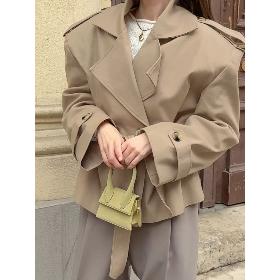 Chic Double-Breasted Belted Trench Coat Apparel and Accessories