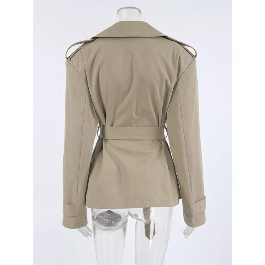 Chic Double-Breasted Belted Trench Coat Apparel and Accessories