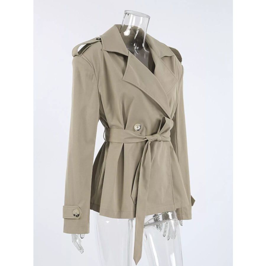 Chic Double-Breasted Belted Trench Coat Apparel and Accessories
