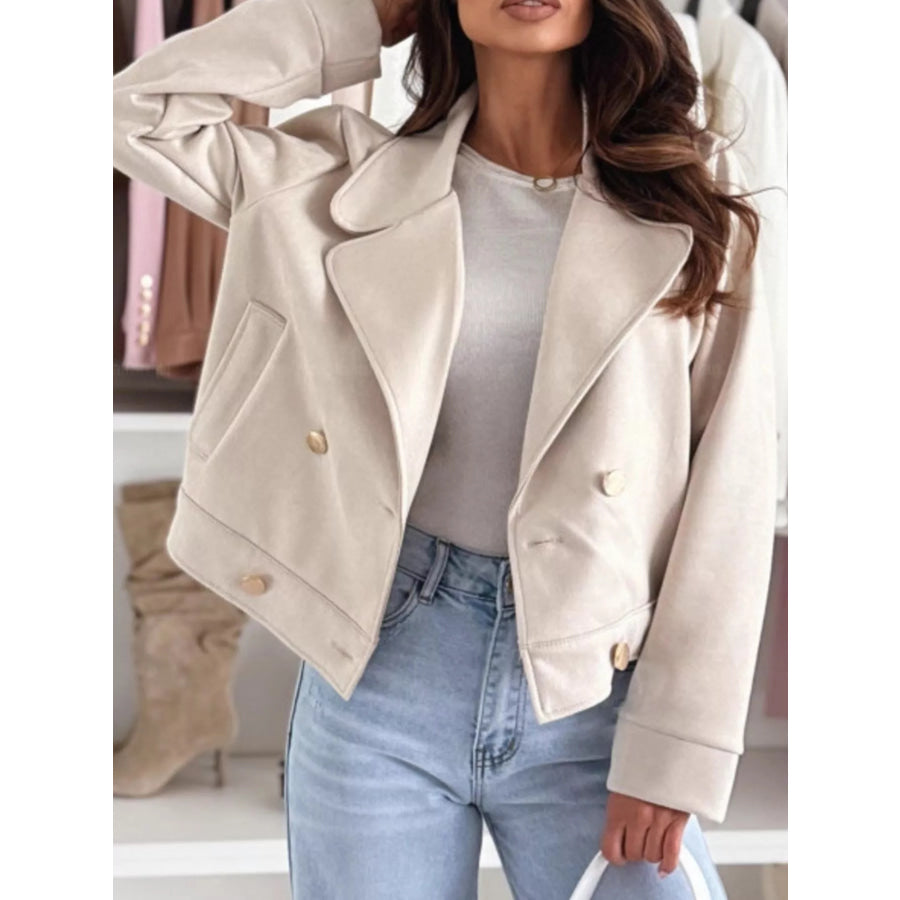 Chic Double-Breasted Cropped Jacket Apparel and Accessories