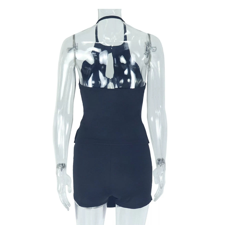 Chic Halter Cut-Out Vest and Skort Set Apparel Accessories