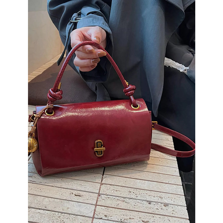 Chic PU Leather Crossbody Bag with Gold Accents Red / One Size Apparel and Accessories