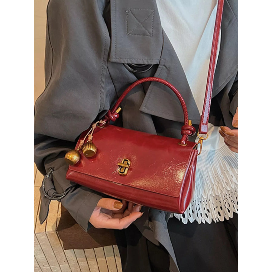 Chic PU Leather Crossbody Bag with Gold Accents Red / One Size Apparel and Accessories