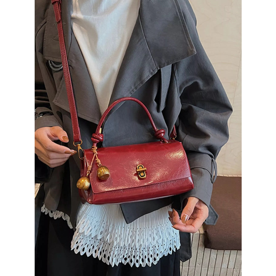Chic PU Leather Crossbody Bag with Gold Accents Red / One Size Apparel and Accessories