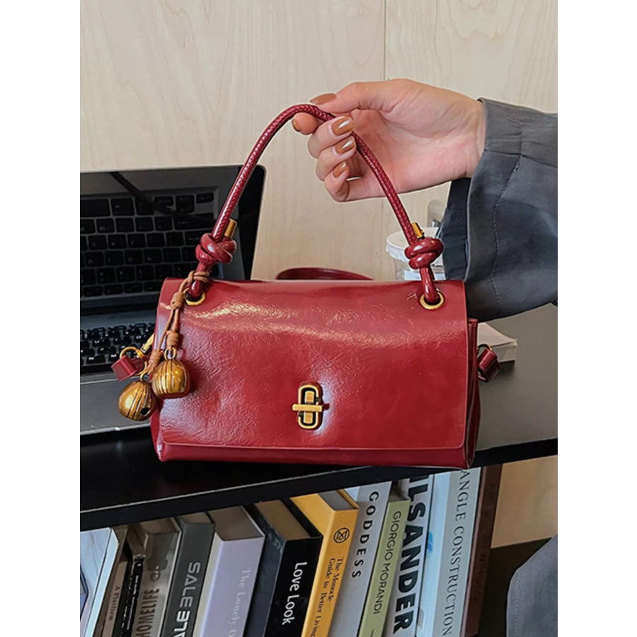 Chic PU Leather Crossbody Bag with Gold Accents Red / One Size Apparel and Accessories