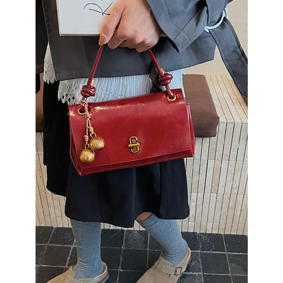 Chic PU Leather Crossbody Bag with Gold Accents Red / One Size Apparel and Accessories