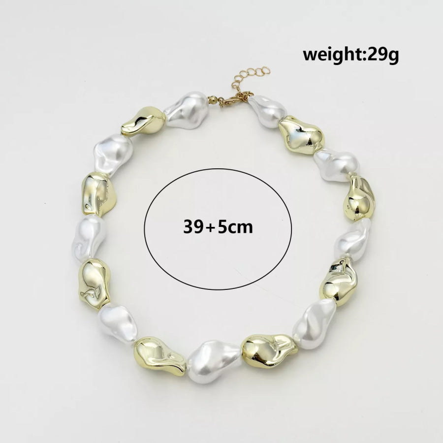 Chic Synthetic Pearl and Gold-Tone Metal Bead Statement Necklace Gold / onesize Apparel Accessories