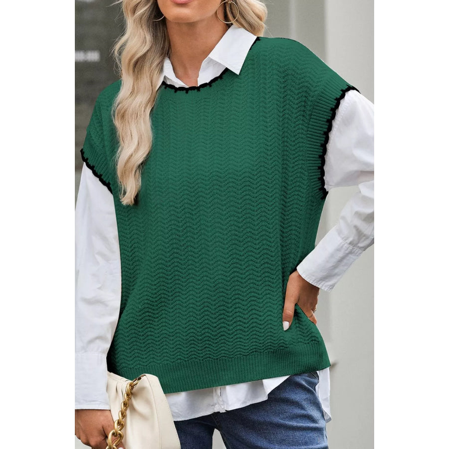 Chic Textured Knit Sleeveless Sweater Vest Apparel and Accessories