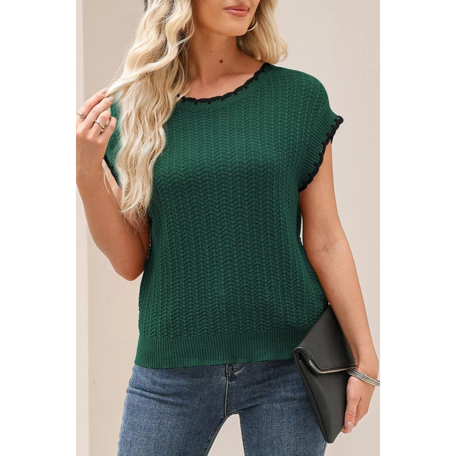 Chic Textured Knit Sleeveless Sweater Vest Apparel and Accessories