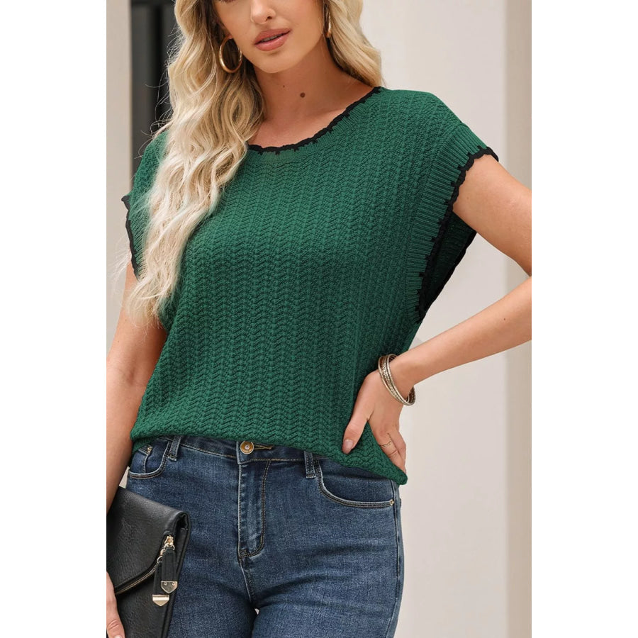 Chic Textured Knit Sleeveless Sweater Vest Apparel and Accessories