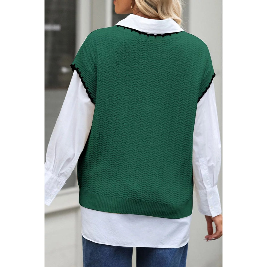 Chic Textured Knit Sleeveless Sweater Vest Apparel and Accessories