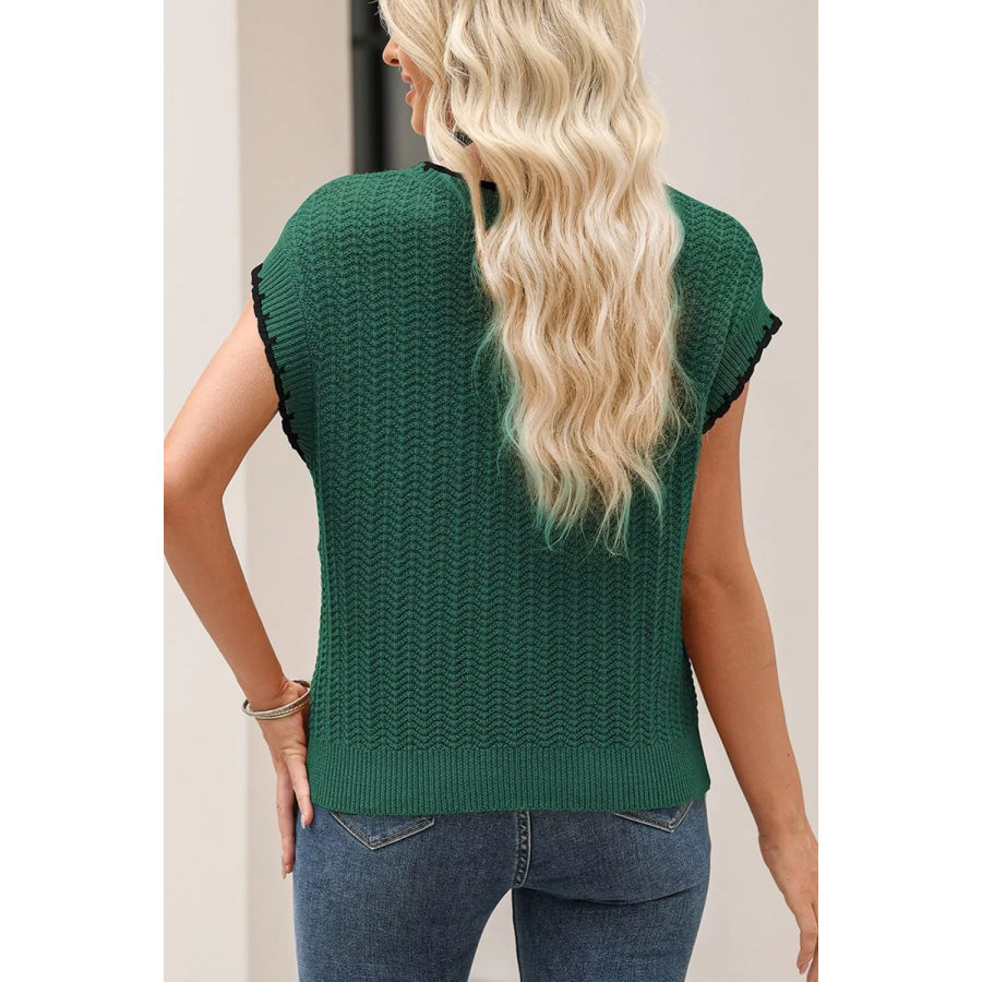 Chic Textured Knit Sleeveless Sweater Vest Apparel and Accessories