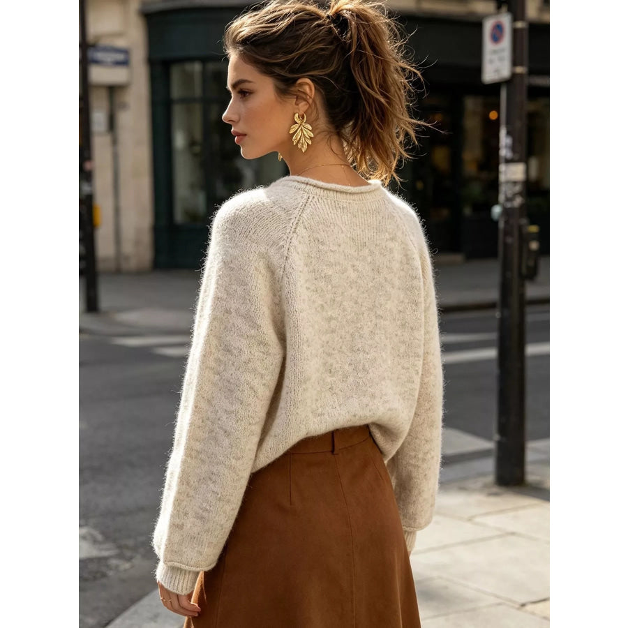 Chic V-Neck Sweater with Polka Dot Ribbon Tie Apparel and Accessories