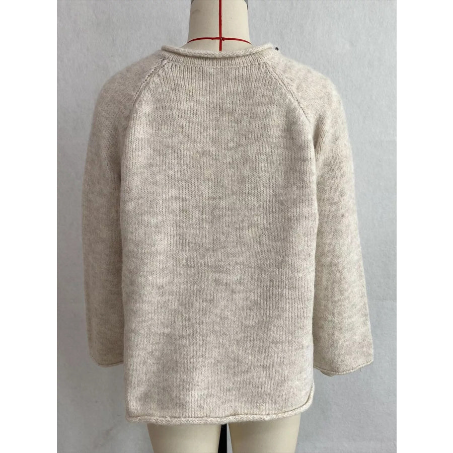 Chic V-Neck Sweater with Polka Dot Ribbon Tie Apparel and Accessories