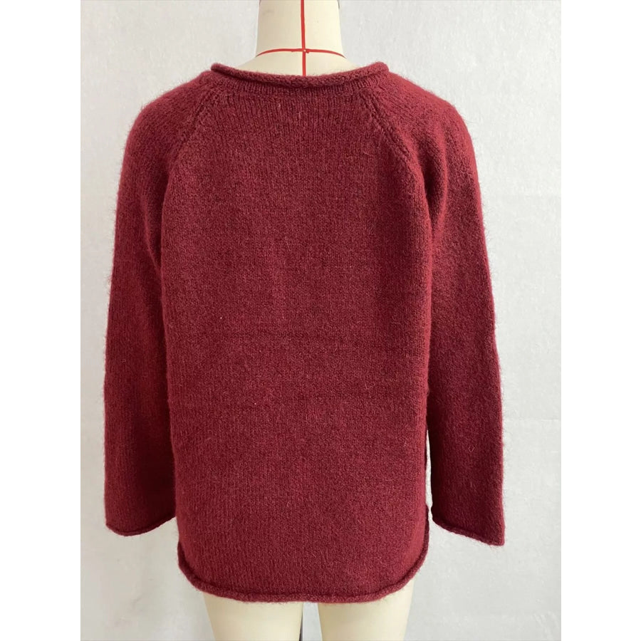 Chic V-Neck Sweater with Polka Dot Ribbon Tie Apparel and Accessories