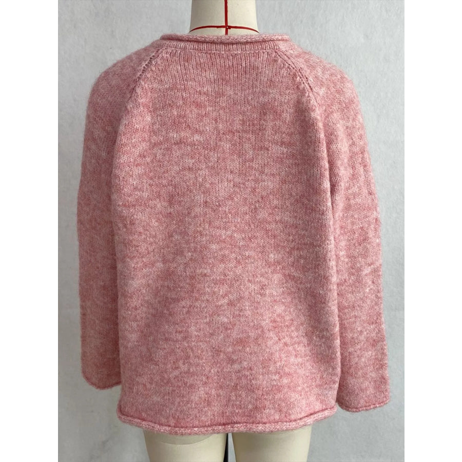 Chic V-Neck Sweater with Polka Dot Ribbon Tie Apparel and Accessories