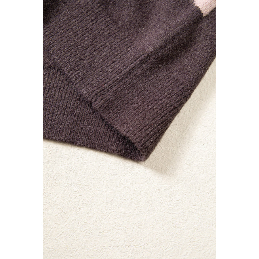 Chicory Coffee Cozy Floral Print Round Neck Dropped Shoulder Casual Sweater Sweaters & Cardigans/Sweaters