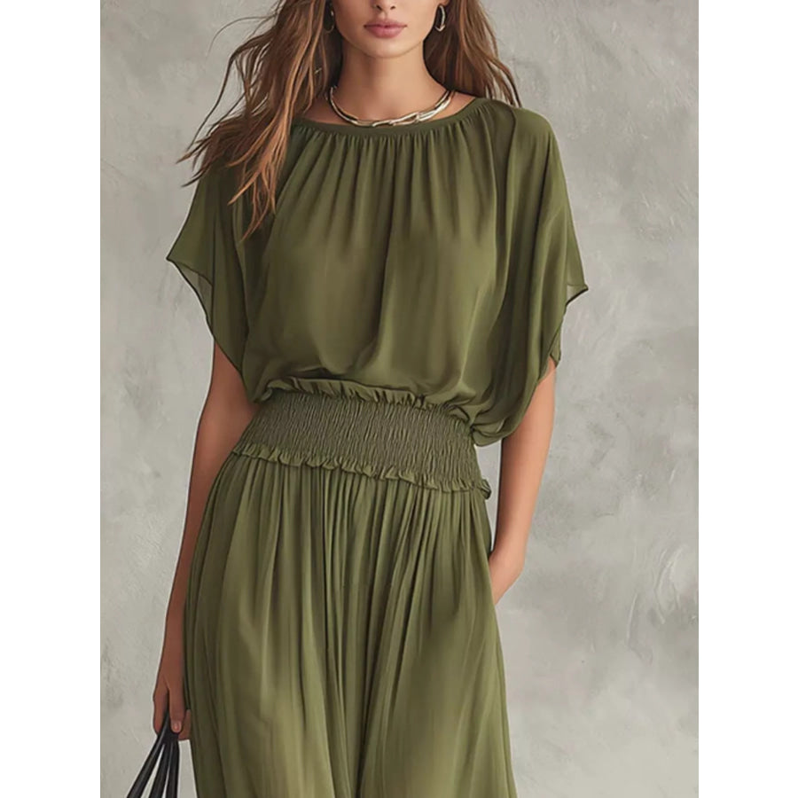 Chiffon Maxi Dress with Smocked Waist Apparel and Accessories