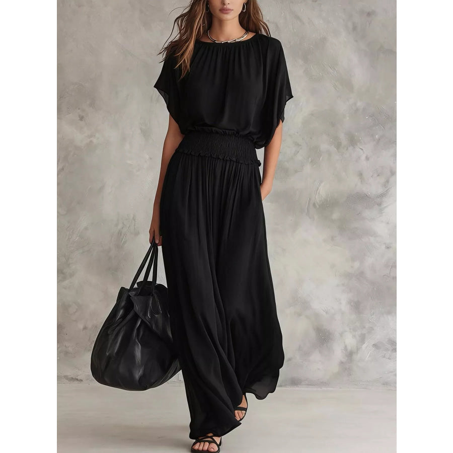 Chiffon Maxi Dress with Smocked Waist Apparel and Accessories