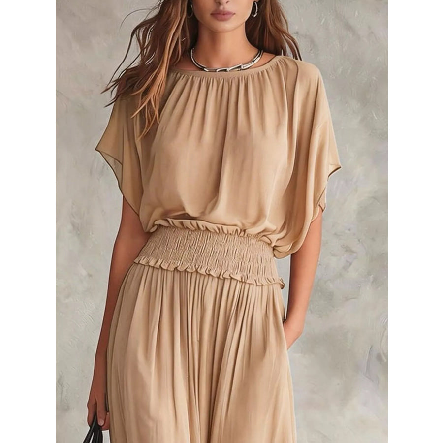 Chiffon Maxi Dress with Smocked Waist Apparel and Accessories