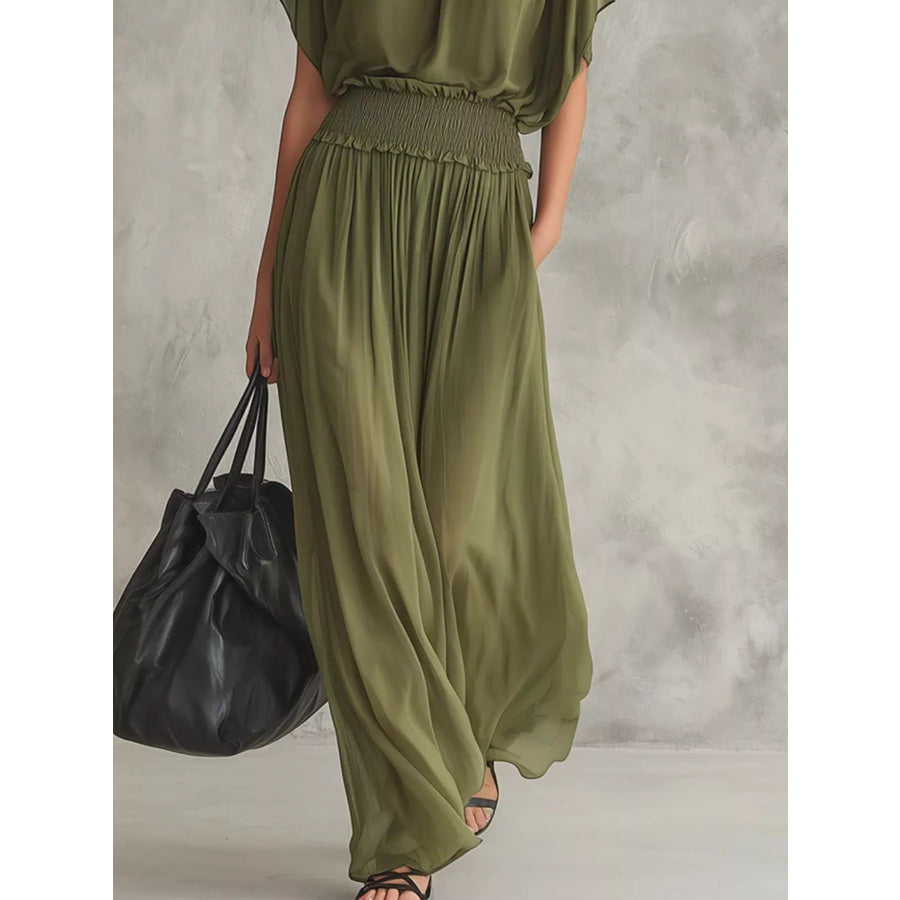 Chiffon Maxi Dress with Smocked Waist Apparel and Accessories