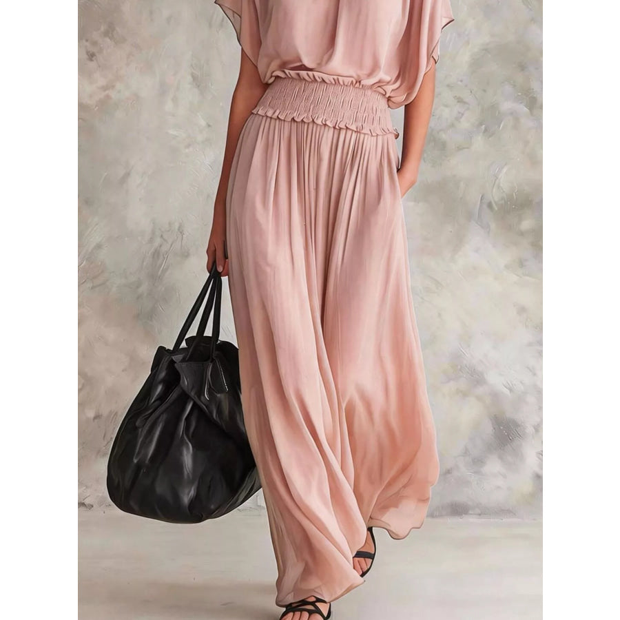 Chiffon Maxi Dress with Smocked Waist Apparel and Accessories