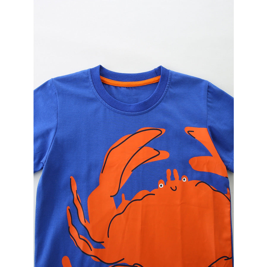 Children’ Crab Graphic Crew Neck T-Shirt Apparel and Accessories