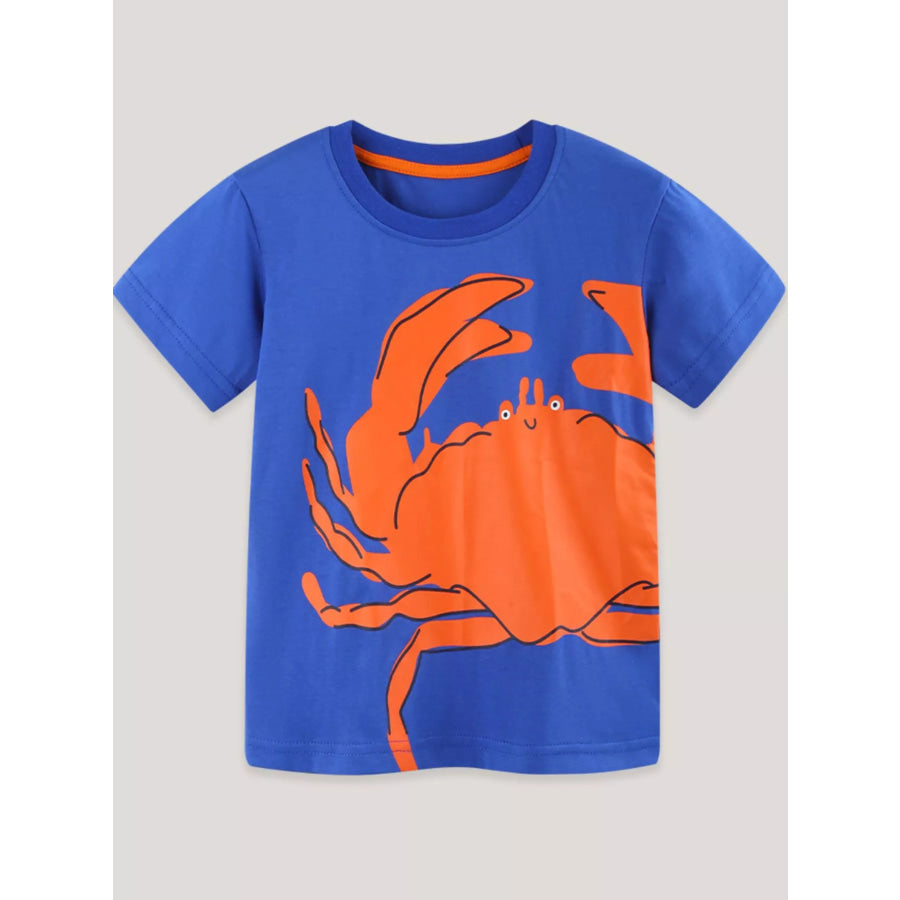 Children’ Crab Graphic Crew Neck T-Shirt Apparel and Accessories