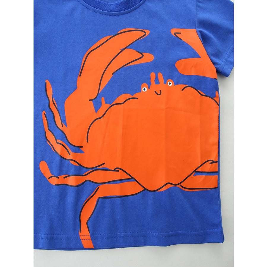 Children’ Crab Graphic Crew Neck T-Shirt Apparel and Accessories