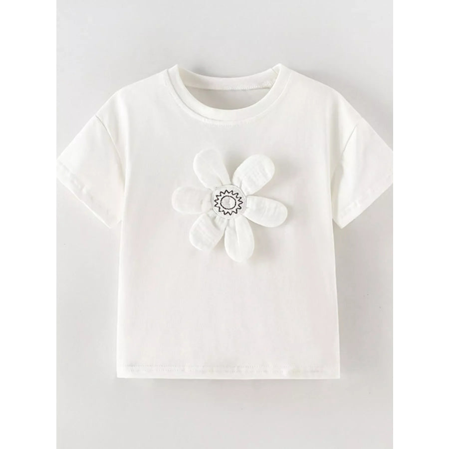 Children’s 3D Flower Applique T-Shirt Apparel and Accessories