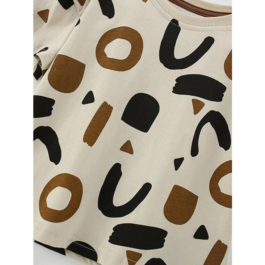Children’s Abstract Print Casual Tee and Shorts Set Apparel and Accessories