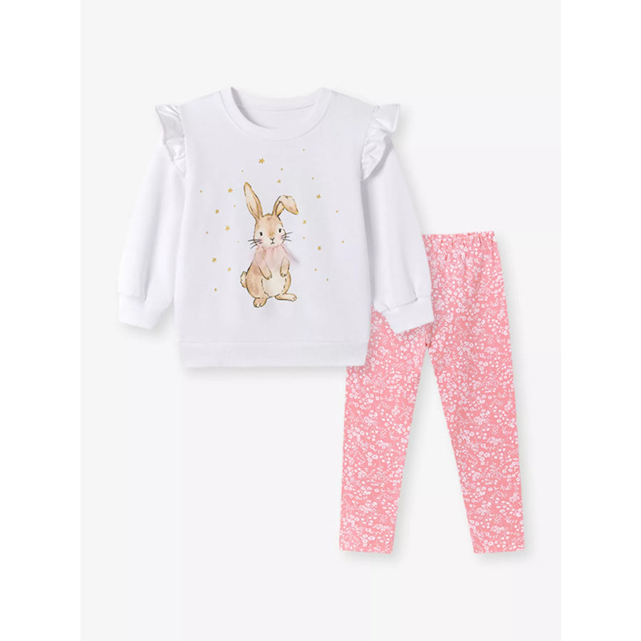 Children’s Adorable Bunny Graphic Sweatshirt and Leggings Set Apparel and Accessories
