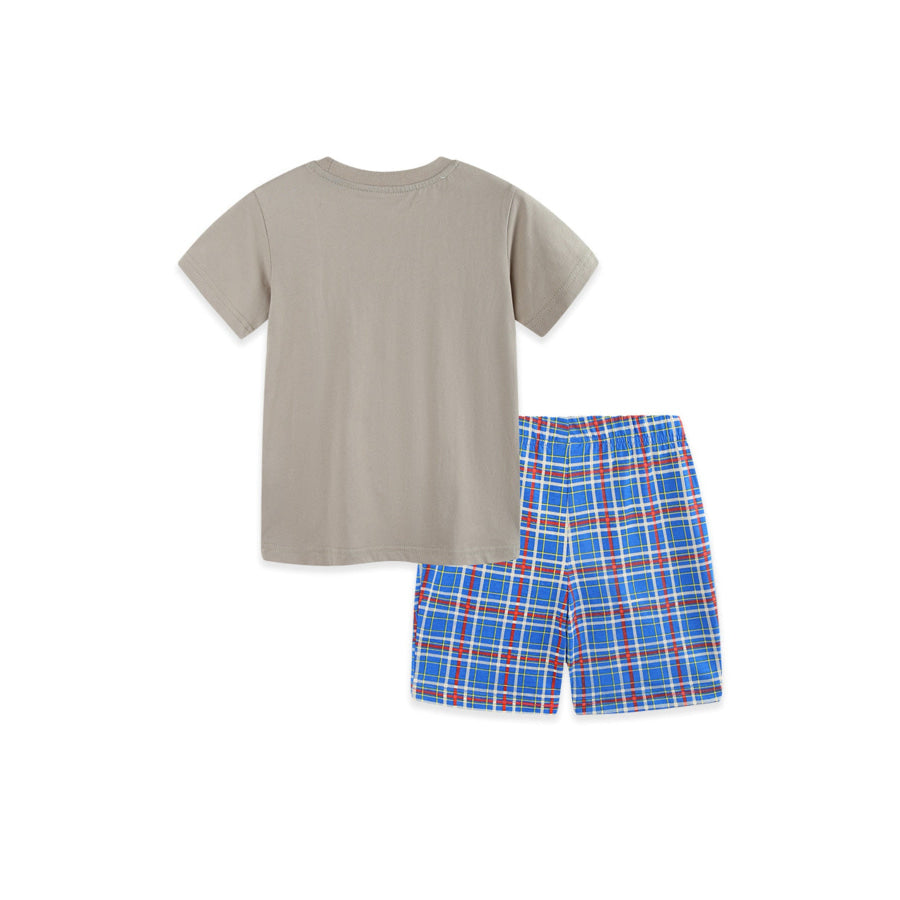 Children’s Airplane Graphic Tee & Plaid Shorts Set Apparel and Accessories