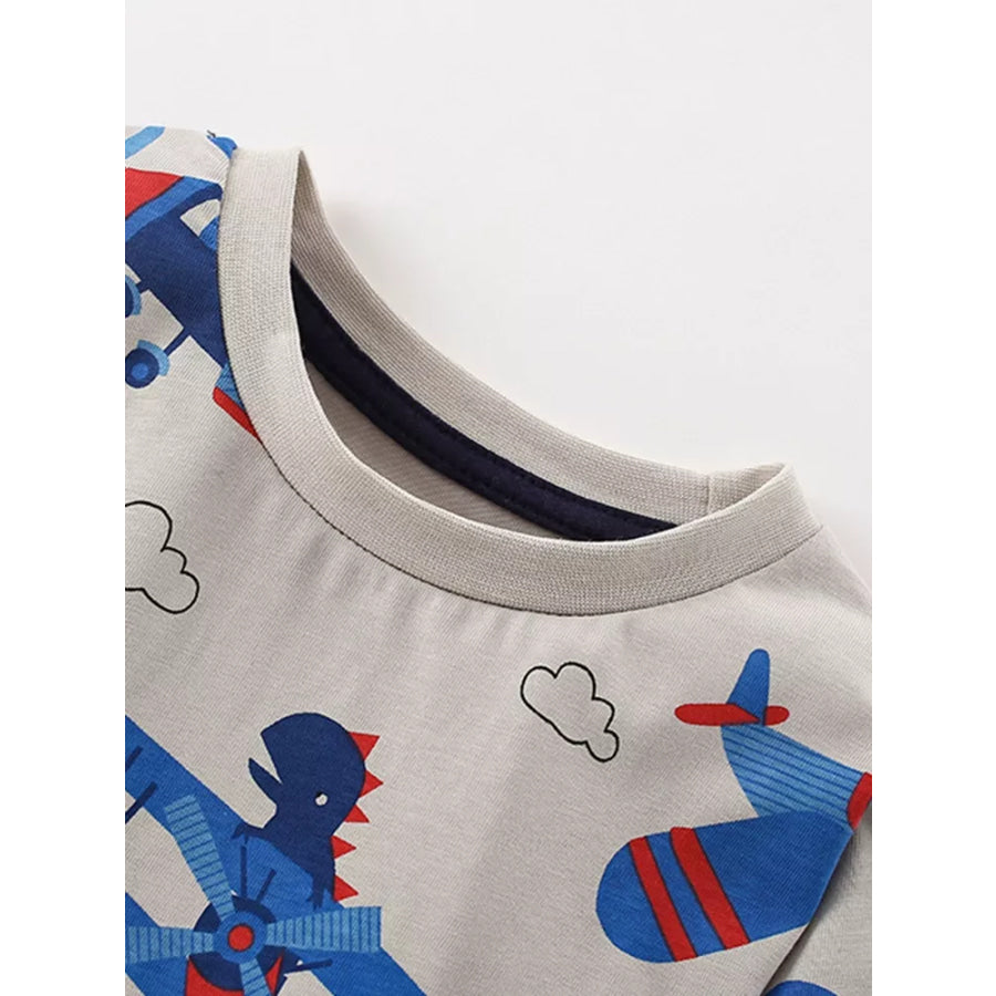 Children’s Airplane Print Long Sleeve T-Shirt Apparel and Accessories