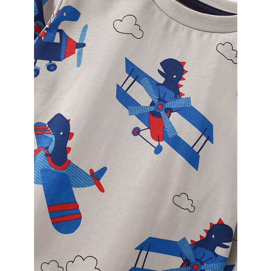 Children’s Airplane Print Long Sleeve T-Shirt Apparel and Accessories