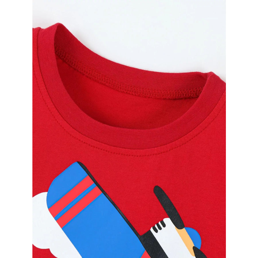 Children’s Airplane Round Neck T-Shirt and Shorts Set Apparel and Accessories