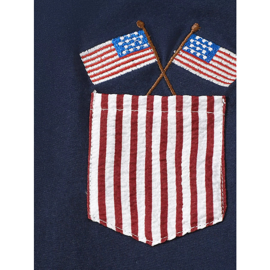 Children’s American Flag Pocket T-Shirt and Striped Shorts Set Apparel and Accessories