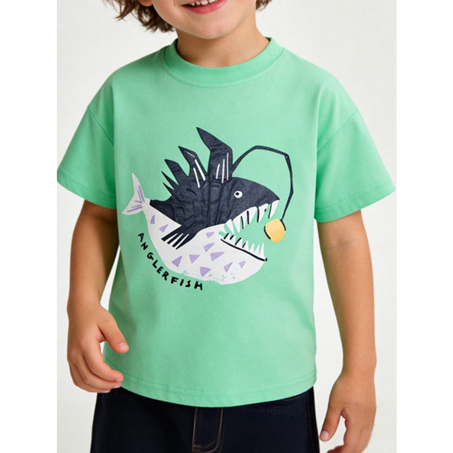 Children’s Anglerfish Graphic Short Sleeve T-Shirt Neon Green / 2-3Y Apparel and Accessories