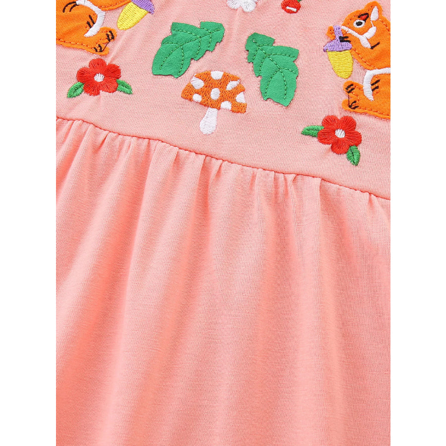 Children’s Animal Embroidered Long Sleeve Dress Apparel and Accessories