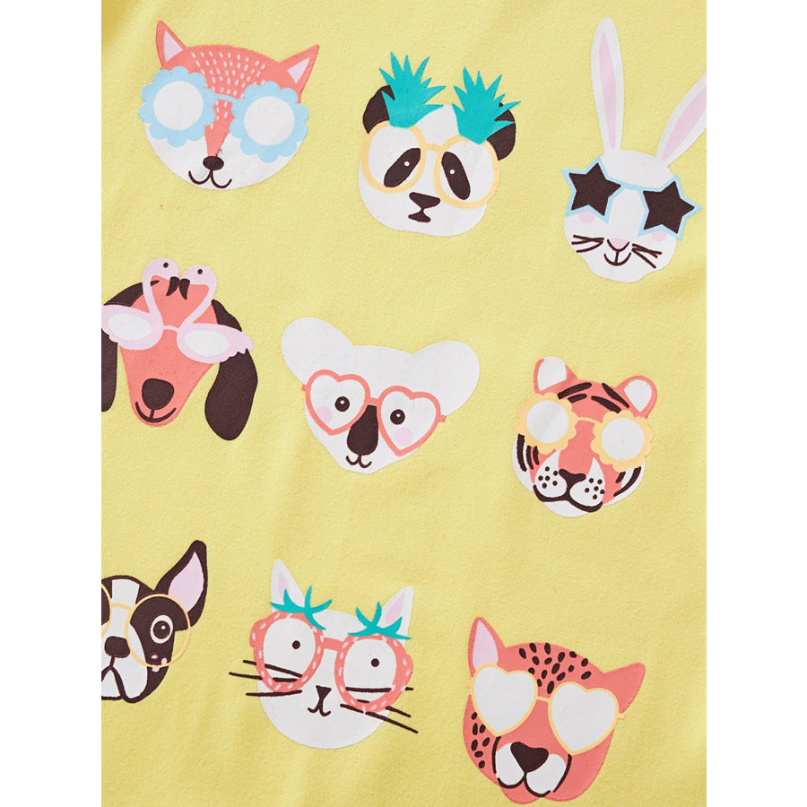 Children’s Animal Faces Graphic Short Sleeve T-Shirt Apparel and Accessories