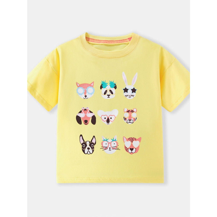 Children’s Animal Faces Graphic Short Sleeve T-Shirt Apparel and Accessories