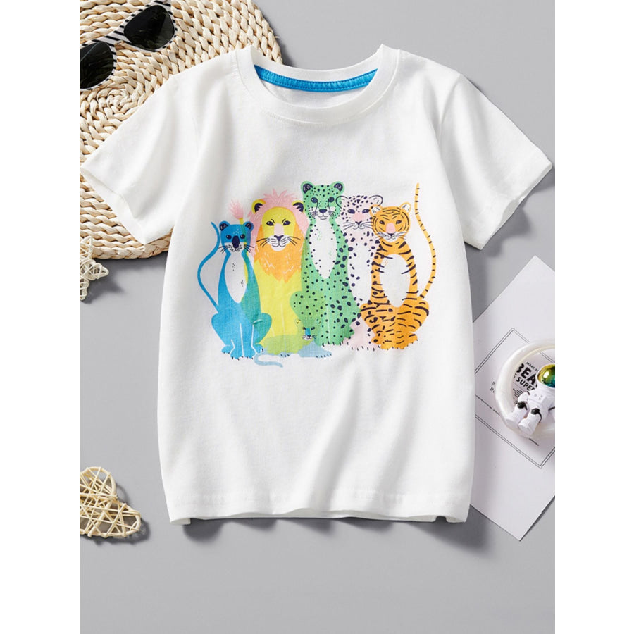 Children’s Animal Graphic Casual T-Shirt White / 3Y Apparel and Accessories
