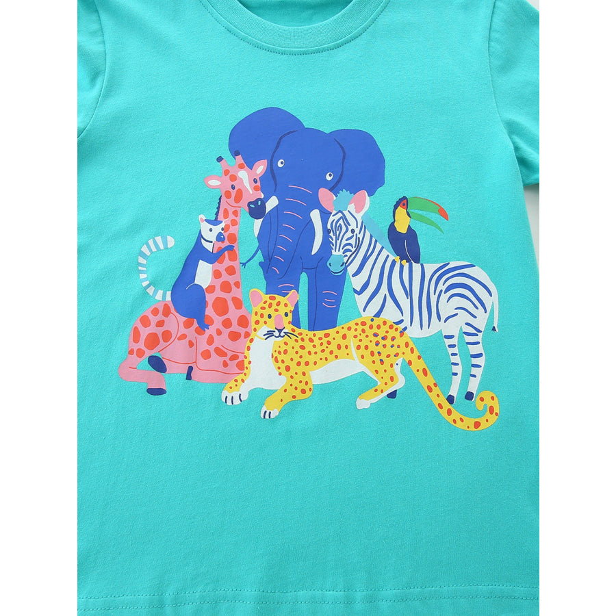 Children’s Animal Graphic Crew Neck T-Shirt Apparel and Accessories